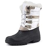 Knixmax Botas de Nieve para Mujer Botas de Invierno Forro Térmico Impermeables Antideslizante Cómodo Zapatos de Invierno Blanco EU38