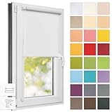 Estika Estor Enrollable sin taladrar - 40 cm x 120 cm - Blanco - instalación con Abrazaderas, Estor para Ventanas de Interior, mampara de privacidad para Ventanas y Puertas de balcón