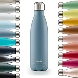 Blumtal Botella isotérmica Charles – Botella de 750 ml – Botella de acero inoxidable sin BPA fría y caliente – Contenedor térmico de metal– Botella de agua – Botella isotérmica de 750 ml – Azul-gris