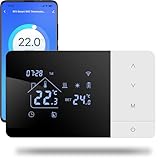 termostato de batería WiFi de 2 Hilo para Control de calderas de Gas Termostato Tuya programable Diariamente, Compatible con Control por Voz de Google y Alexa.W506 3A