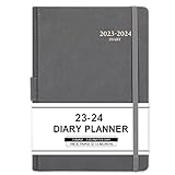 Agenda anual 2023-2024 - página al día de Julio 2023 a Junio 2024, Planificador diario , 14,8 cm × 21,4 cm, gris