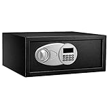 Amazon Basics Caja Fuerte de Seguridad de Acero con Teclado Digital, Cerradura de combinación electrónica, Protege Dinero, Joyas, Documentos de identificación, 20 l, 43 cm x 37 cm x 18 cm, Negro