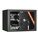 WASJOYE Caja Fuerte con Llaves, Caja de Seguridad, 19L Caja Cerradura de Llaves Para hogar/Oficina, Cajas Fuertes Convencionales para Guardar Dinero, Joya, Medicamento, Teléfono, Pasaporte, 25*35*25cm