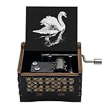 Cuzit Caja de música de madera del lago de los cisnes, caja musical de madera con manivela de 18 notas, regalo para Navidad, cumpleaños, día de San Valentín, graduación