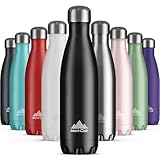 Mont-Clair Botella Agua Acero Inoxidable - Botella Termica sin BPA, 12h de Bebida Caliente y 24h de Bebida Fría, Termo agua con pared Doble Aislamiento, Botella Isotermica 500ml - Nera
