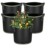 Rlssaki 5 Piezas Bolsa de Cultivo con Asas, Bolsas de Tela no Tejida para Plantas, Bolsas para Cultivo de Plantas, Reutilizables, para Balcón, Jardín, Invernadero, Huerto Urbano (20L)