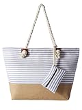 DonDon Bolso de playa grande impermeable con cremallera Rayas azul claro