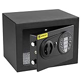 HomeSafe HV17E Caja fuerte Electrónica 17x23x17cm (HxWxD), Negro Satén de Carbón
