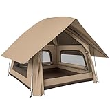 Outsunny Tienda de Campaña Pop-up para 2-3 Personas, Tienda de Camping Plegable Portátil, Impermeable 3000 mm con 3 Ventanas, 3 Claraboyas, Base, Bolsa Transporte para Senderismo 235x235x184 cm, Caqui