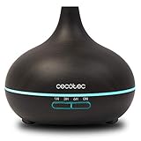 Cecotec Humidificador Ultrasónico y Difusor de Aromas con Temporizador Pure Aroma 300 Yin. 10 W, 300 ml, Temporizador hasta 6 Horas, 7 Colores LED, Función Aromaterapia, Ultrasilencioso