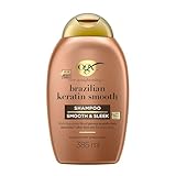 OGX Ever Straightening + Brazilian Keratin Smooth Shampoo (385 ml), champú alisador con proteínas de keratina, tensioactivos sin sulfatos, para cabello grueso y rizado