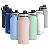 BOZ Botella Agua Acero Inoxidable de 1l, Botella Térmica 1 Litro con Aislamiento de Doble Pared, Termo Agua Fría y Caliente de Boca Ancha Sin BPA, Botella Isotérmica Antiderrame Color Rosa Palo