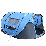 Outsunny Tienda de Campaña Pop up para 4-5 Personas Tienda de Camping Instantánea con Ventanas Bolsillos y Bolsa de Transporte Impermeable Anti-UV 263,5x220x123 cm Azul