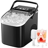 Acmeenjoy Máquina de Hielo Portátil para Hogar 12KG/24H, Autolimpieza Ice Maker 1.2L, 6-8 min 8 Cubitos, 2 Tamaños de Hielo, para Cocina/Office/Fiestas, Negro