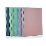 office box, Pack 5 Cuadernos Flexi A5 (21 x 15 cm/cuartilla) - Portadas y Espiral en Polipropileno, 80 Hojas con pre-corte+taladros para archivar, Surtido 5 Colores. (5 Colores - 5 UD - Tamaño A5)