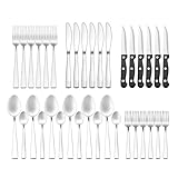 Cubiertos Acero Inoxidable 36 Piezas - Juego de Cubiertos para 6 Personas Cubertería Completa con Cuchillos de Carne, Cuchillos de Mesa, Tenedores y Cucharas - Diseño Moderno Apto Lavavajillas