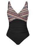 Tuopuda Bañadores Mujer Reductor Barriga Bañador Push up con Relleno V-Cuello Trajes de Baño Una Pieza Monokini Bañador Natacion Surf Swimwear para Playa Piscina Vacaciones, Negro-A, XL