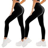 SINOPHANT 2 Leggins Mujer Pantalon Yoga Mallas Deporte Leggings Suaves Elásticos de Cintura Alta Tallas Pilates XXL 2 Negro/Negro