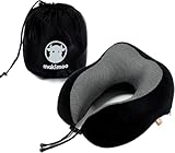 Almohada de viaje de espuma viscoelástica, almohada para el cuello con soporte para la cabeza de 360 grados, cómoda y liviana, ideal para dormir en avión, automóvil, autobús y uso doméstico (negro)