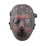 Máscara de Jason de Haoyk CS Games, máscara de malla, metal y cobre con protección completa de la cara, para Halloween, fiestas de disfraces, cobre
