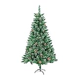 UISEBRT Árbol de Navidad Artificial 240cm - Árbol de Navidad de PVC Verde Árbol de Navidad Decorativo con Soporte de Metal (PVC Verde con Efecto Nieve y piñas, 240cm)