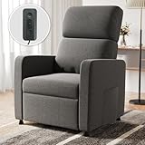 Devoko Sillón Relax Reclinable Eléctrica, Reclinable Ergonómica 90°-165°, Silla Reclinable con Respaldo y Reposapiés Ajustable, Sillón para Ancianos/Salón/Oficina, con Bolsillos Laterales, Gris