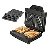 Taurus - Sandwichera Miami Legend | 900W | 3 Placas antiadherentes desmontables: Sandwich, Grill y Gofre | Rápido Calentamiento Uniforme | Almacenaje vertical | Asa toque frío | Acabados Inox