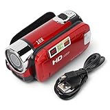 YUEHISY Cámara de Video 4K 48MP, Pantalla Giratoria de 2.7 Pulgadas TFT 16x Zoom Digital Videocámara DV con Cable USB, para Grabar Mientras Carga la Salida HD (Rojo)