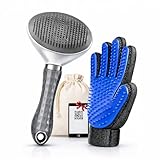 SALVAYRO® Cepillo Quitapelos para Perros y Gatos + Guante Quitapelos Mascotas | Kit Completo para Eliminar Pelo Suelto | Ideal Pelo Corto y Largo | Incluye Bolsa Reutilizable y Guía Digital