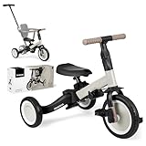 KikkaBoo FLIP, Triciclo Evolutivo de Bebé 5 en 1, Bicicleta con o sin Pedales, Ajustable y Transformable, Beige, Desde 1 Año Hasta 5 Años