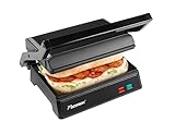 Bestron Parrilla eléctrica de contacto con bandeja colectora, sandwichera con mango Cool-Touch, Paninimaker con revestimiento antiadherente, 1000 W, APM123Z, color negro mate, 22,5 x 14 cm