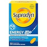 Supradyn Energy 50+ Complejo Vitamínico con Antioxidantes para Mayores de 50, 12 Vitaminas, 9 Minerales y Polifenoles de Oliva, Energía con Efecto Antioxidante, Amarillo, 1 Unidad, 30 Comprimidos