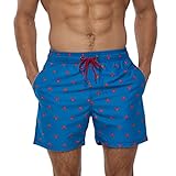 TMEOG Bañador Hombre Pantalones Cortos de Baño Bañadores Surf Playa Hombre Traje de Baño Secado Rápido Shorts de Natación con Bolsillos y Cordón(Azul,XL)