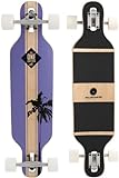 ROLLERCOASTER Palms + Stripes + Feathers The One Edition Drop Through Longboard, Palms Purple