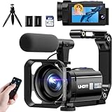 5K Cámara de Vídeo Videocámara 56MP WiFi Doble Lente Cámara Vlogging para Youtube con 16X Visión Nocturna Infrarroja, Pantalla Táctil 3' Camcorder con 2 Baterías, Tarjeta 64GB, Mando a Distancia