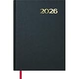 Dohe - Agenda 2026 - Día Página, Tamaño A5 (14x20 cm), Tapa Dura, 12 Meses Enero a Diciembre, Planificador Anual en Español con Marcapáginas - Síntex Negra