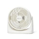 Amazon Basics Ventilador de escritorio portátil, funcionamiento silencioso, 18 cm, 3 velocidades, inclinación de 90° variable, Blanco, 15,49 x 27,3 x 27,69 cm