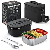 ESOHOT Fiambrera Electrica,120W Taper Electrico para Comida Calentamiento Ultrarrápido 3 en 1 Lonchera Electrica Trabajo 12V/24V/230V Para Viajes, Trabajo, Coche, Camión (1,5L)