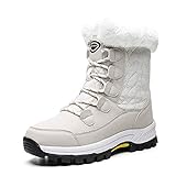 AONEGOLD Mujer Botas de Nieve Impermeable Zapatos Caliente Antideslizante Botas de Nieve Senderismo Trekking(Beige,38 EU)