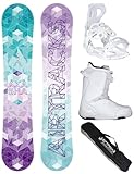 AIRTRACKS Snowboard Set Paquete Completo Tabla Akasha Zero Rocker Mujer 144 + Fijaciones Master W + Botas Master QL W 37 + SB Bag