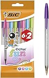 Bic Cristal Bolígrafos de Colores Surtidos, Fun, Punta Ancha (1,6 mm), Material Oficina, Blíster de 8 Bolis