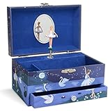 Jewelkeeper - Caja musical de almacenamiento de joyas de niña con una bailarina y un cajón extraíble, diseño con brillo - Melodía del Lago de los Cisnes