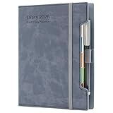 agenda académica 2026, A5, día por página, diario de 12 meses, tapa dura, bolígrafo, lazo para bolígrafo