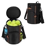DSLEAF Bolsa para Pelotas de Tenis con Fondo Duradero, Bolsa para Pelotas de béisbol y Lacrosse con múltiples Bolsillos y Correa para el Hombro portátil para un Uso Amplio, Color Negro