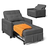 Xbro Sofá Cama Convertible Sillón Cama Plegable 3 en 1 con función de Cama, sofá Cama Ajustable con cojín y Saco, sillón con función de Dormir para apartamento pequeño (Gris Oscuro)