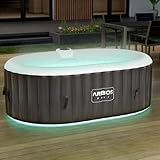 Arebos Bañera de hidromasaje con iluminación LED | SPA Hinchable | Interior y Exterior | 190x120 cm Ovalada | 2 Personas | 90 chorros de Masaje | con calefacción | 550 litros | Incl. Cubierta