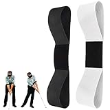 YNR 2 bandas de brazo de entrenamiento de swing de golf, cinta de brazo, cinturón de práctica de corrección de postura para hombres, mujeres principiantes, negro y blanco
