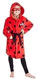 Miraculous Ladybug Albornoz Niña de Lunares, Ropa de Niña Para Casa, Bata Niña Casa De Forro Polar Suave Con Capucha y Máscara de Ojos, Regalos Para Niñas (5-6 años)