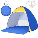 YGVQN Tienda de Playa Pop Up XL con Protección UV 50+, Carpa de Playa Ligera Antiviento y Antiarena para 2-3 Personas, Ideal para Familias en Vacaciones, Plegable con Bolsa de Transporte - Azul