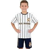 Get Trend Real Madrid Pijama Niño 7-14 Años, Conjunto Verano Niño, Camiseta Manga Corta y Pantalón Corto 100% Algodón, Regalo Futbol (Real Madrid, Blanco/Azul Marino, 11-12 Años)